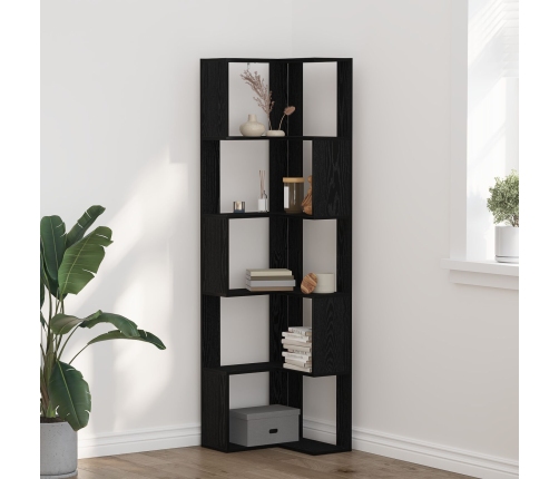 Estante Esquinero  de 5 Niveles en Roble Negro 50x50x179 cm de Madera