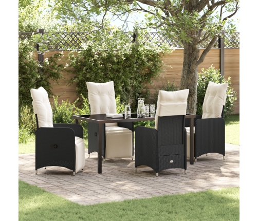 Set de Comedor de Jardín de 5 Piezas con Cojines Negros