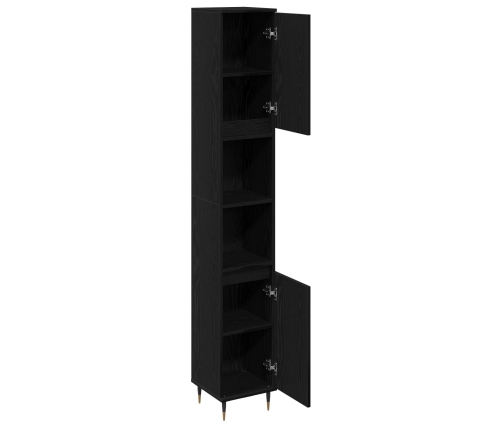 Armario de baño  Negro Roble 30x30x190 cm Madera de ingeniería
