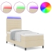 Base de Cama con Colchón y LED Crema 100x200 cm Tela