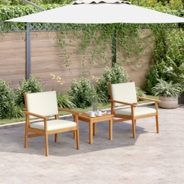 Sillas de jardín  2 pcs con cojines de madera maciza de acacia