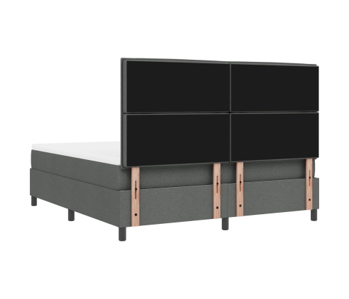 Cama con Base de Muelles  con Colchón Gris Oscuro Super King Tela