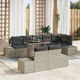 Set de Sofa de Jardín  Juego de 9 Beige, Negro