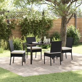 Conjunto de Comedor de Jardín  de 5 Piezas Negro Poliratán