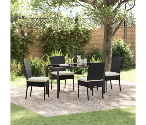 Conjunto de Comedor de Jardín  de 5 Piezas Negro Poliratán