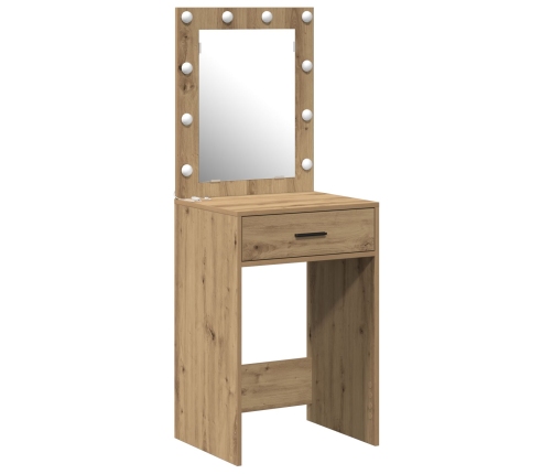 Mesa de tocador  con luces LED de roble artesano 50x41x135 cm