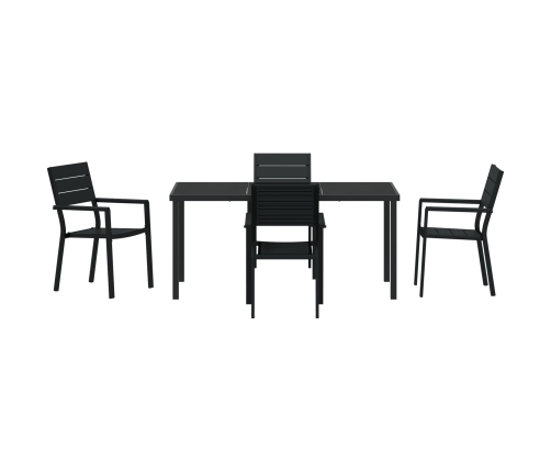 Conjunto de Comedor de Jardín de 5 Piezas Negro HDPE