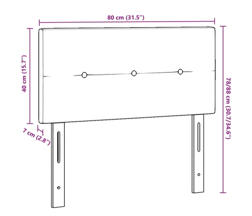 Cabecera  apliques de botón azul 80 cm tejido