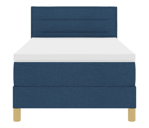 Cama con Base con Colchón Azul 90x200 cm Tela