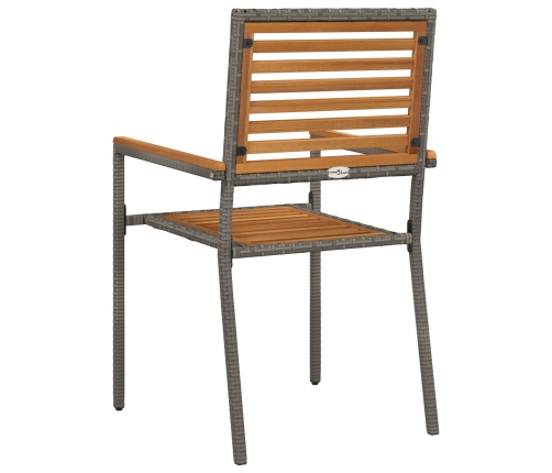 Sillas apilables de jardín  con cojines, 2 pcs, Gris de ratán sintético