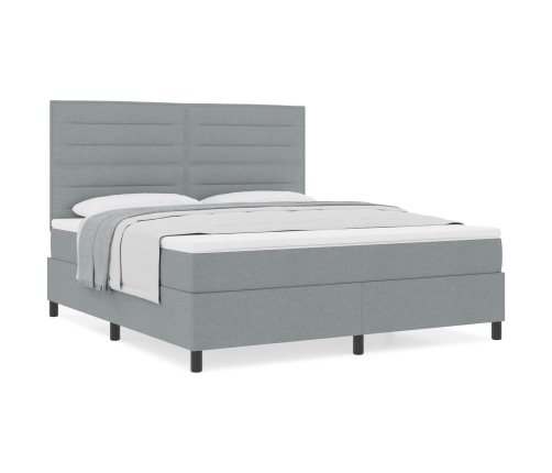 Cama con base de resortes  con colchón gris claro super king tela