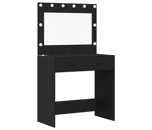 Juego de Mesa de Tocador de 3 Piezas  con LED de Madera Negra