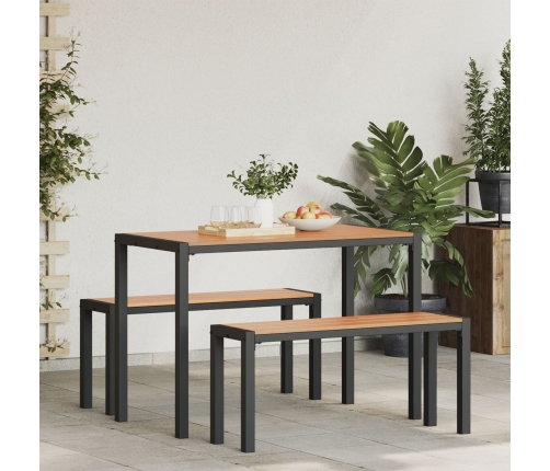 Set de Comedor de Jardín de 3 Piezas de Acero y WPC Marrón