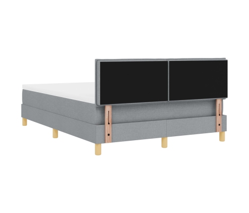 Cama Box Spring  con Colchón y Luz LED Gris Claro 160x200 cm Tela