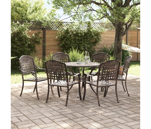 Juego de comedor de jardín de 7 piezas de  en aluminio fundido bronce