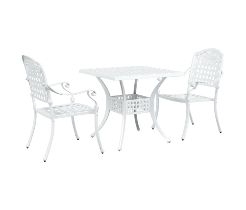 Conjunto de Bistro de Jardín de 3 Piezas  Blanco de Aluminio Fundido