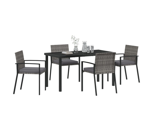 Set de Comedor de Jardín de 5 Piezas Gris Poliratán