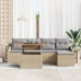 Set de 6 Piezas de Comedor de Jardín con Cojines Beige de Poliratán