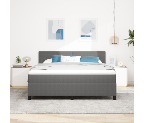 Cama con Somier  con Colchón Gris Super King Tela de Terciopelo