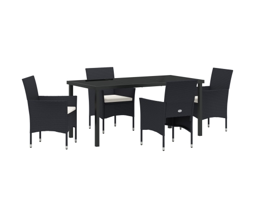 Conjunto de Comedor de Jardín de 5 Piezas Negro Poliratán