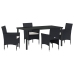 Conjunto de Comedor de Jardín de 5 Piezas Negro Poliratán