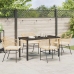 Conjunto de Comedor de Jardín  de 5 Piezas con Cojines Marrón Rátan de Polipropileno