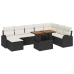 Conjunto de Comedor de Jardín de 9 Piezas con Cojines Negros de Poliratán Acacia