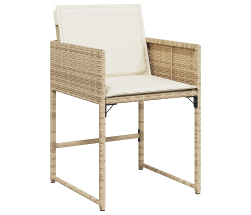 Set de Comedor de Jardín de 9 Piezas con Cojines Beige Ratán Polimérico