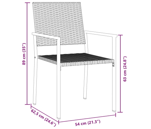 Conjunto de Comedor de Jardín  3 Piezas Negras de Poliratán