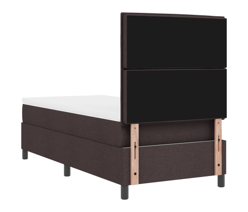 Cama con Box Spring y Colchón Marrón Oscuro 100x200 cm Tela