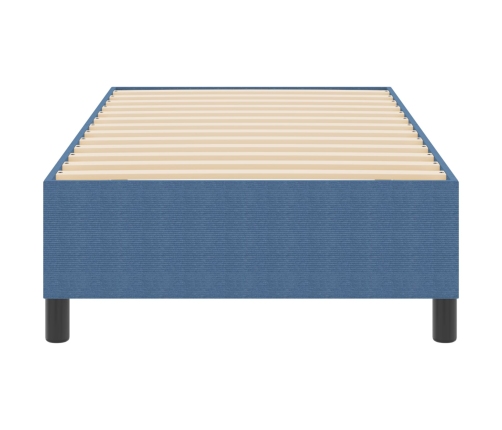 Cama Box Spring  Azul Individual de Tela de Pana