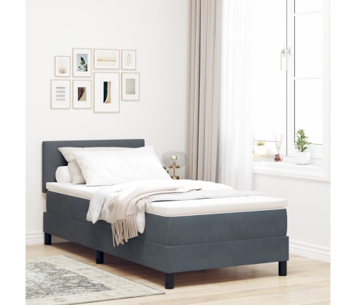 Cama con Somier y Colchón  Gris Oscuro 90x200 cm de Terciopelo