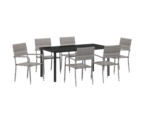 Juego de 7 Comedor de Jardín Gris Poliratán