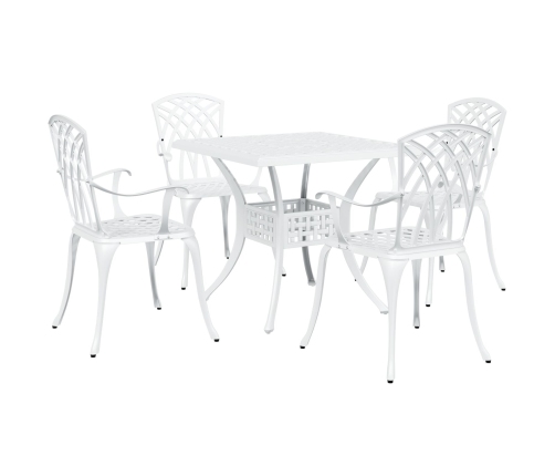 Conjunto de Comedor de Jardín de 5 Piezas  Blanco de Aluminio Fundido