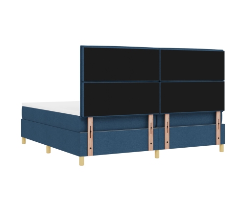 Cama con Somier  y Colchón & LED Azul 200x200 cm Tela