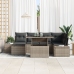 Juego de Sofás de Jardín Set de 7 Beige Rattan, Poliéster