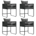 sillas de jardín  con cojines 4 pcs Rattan Poliéster Negro