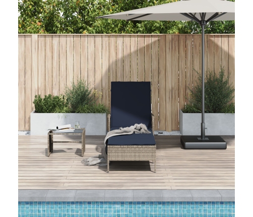 Tumbona de Sol Gris PE Rattan 157 x 55 x 92 cm Plegable