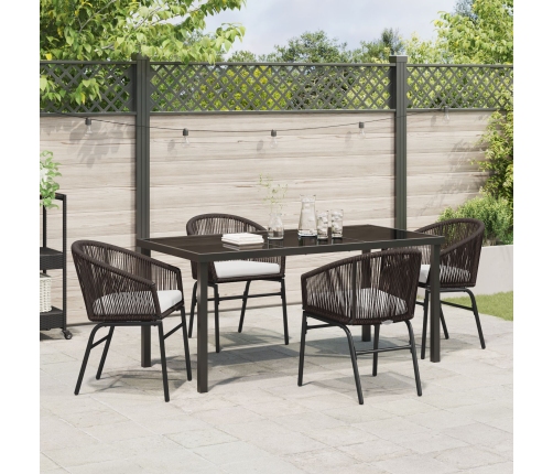 Set de Comedor Jardín  5 Piezas Marrón Ratán Poliéster