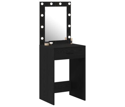Mesa de Tocador  con Luces LED Roble Negro 50x41x135 cm