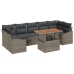 Conjunto de Jardín de 8 Piezas con Cojines Gris Ratán Poli Acacia