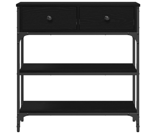 Mesa Consola  Negro Roble 72,5x25x75 cm Madera Elaborada y Acero