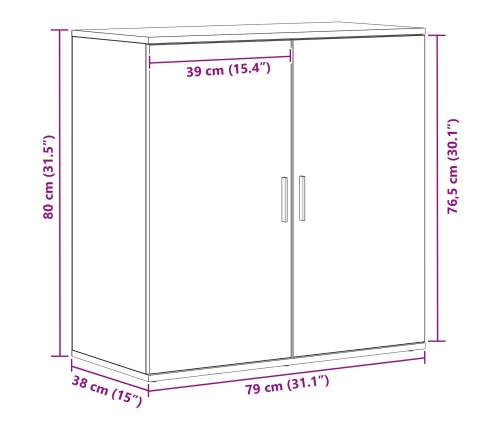 Bufé Roble Negro 79x38x80 cm Madera Sólida
