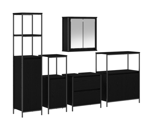 Juego de Muebles de Baño de 5 Piezas VidaXL en Madera de Roble Negra