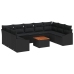 Set de Sofá de Jardín  de 10 piezas con Cojines Negro Poliratán Acacia