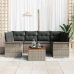 Set de Sofá de Jardín de 7 Piezas con Cojines Gris Poliratán Acacia