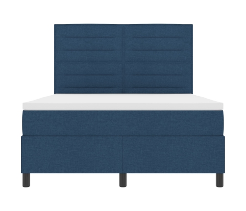 Cama con Muelles  y Colchón Azul 140x190 cm Tela