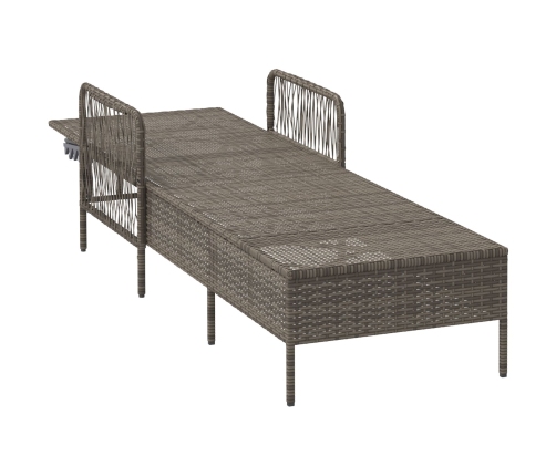 Tumbona de Sol Gris PE Rattan 157 x 55 x 92 cm Plegable