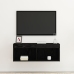 Mueble de TV de pared con luces LED Roble negro 80x30x30 cm