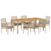 Conjunto de Comedor de Jardín de 7 piezas  con Cojines Beige de Ratán Polipropileno